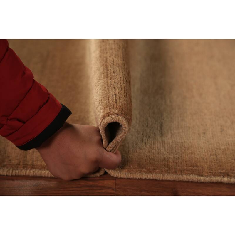 Gold Brown Gabbeh Modern Rug Handmade Wool Carpet - 2'2" x 3'5"