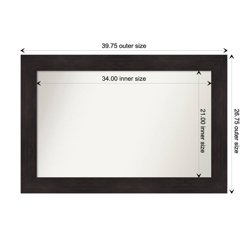 Furniture Espresso Framed Non-Beveled Custom Wall Mirror, Bathroom Vanity Mirror - Outer Size: 39.75 x 26.75
