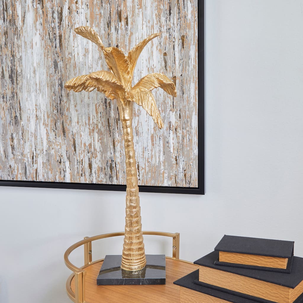 Gold Polystone Palm Tree Sculpture