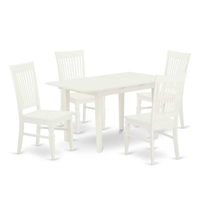 5-Piece Buttermilk and Cherry Solid Wood Top - Rectangular Dining Room Set (Seats-4)