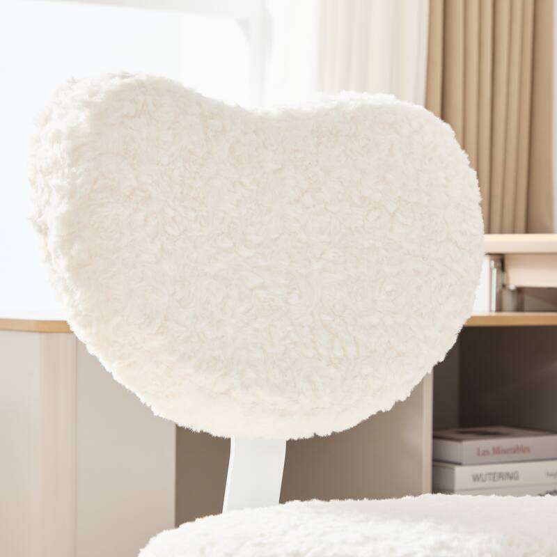 Rossetta Cute Fluffy Design Criss Cross Desk Chair with Lumbar Support and 360-Degree Swivel Footstool