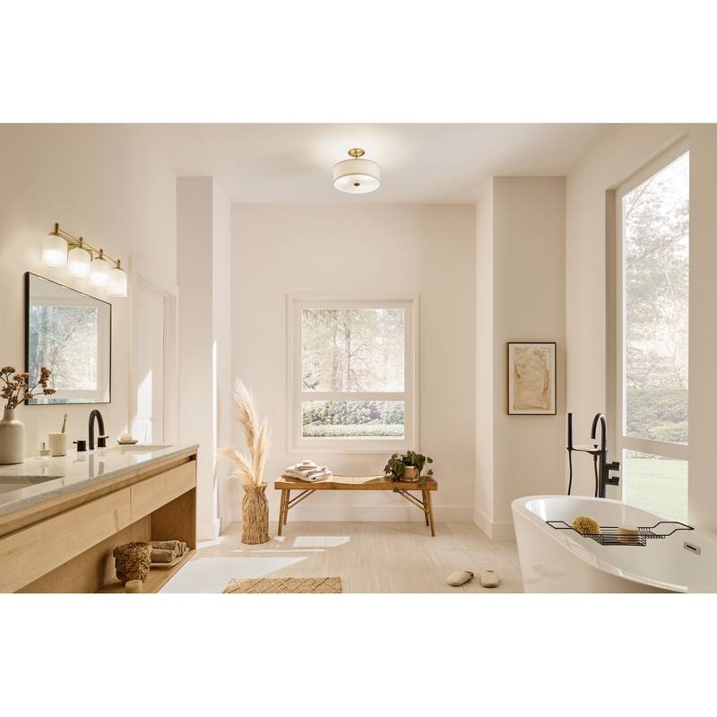 Kichler Lighting Shailene 18 in. 3-Light Natural Brass Round Semi-Flush Mount Light - 18 in