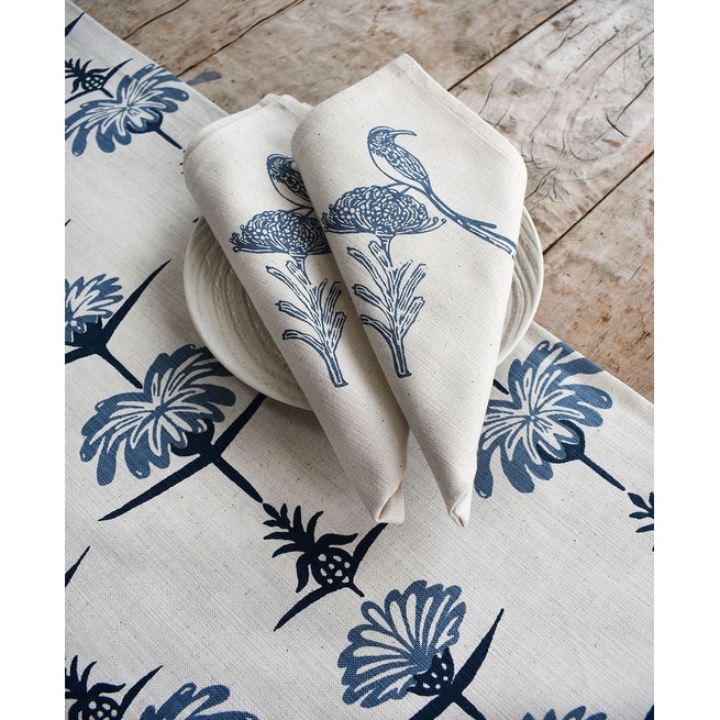 French Home Tropical Garden Table Runner - Indigo and Sky