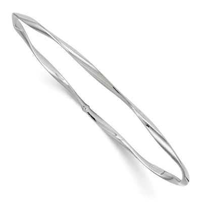 Curata 14k White Gold 8" 2.5mm Slip on Polished Twisted Bangle Bracelet