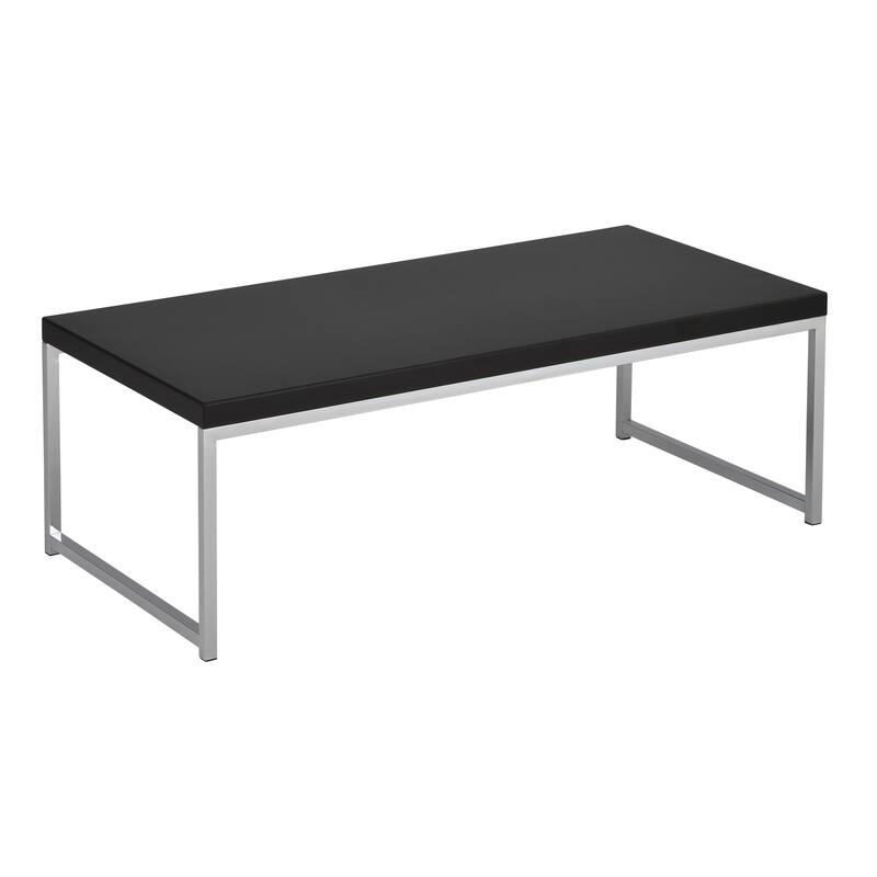 Wall Street Coffee Table in Chrome and Black Finish - Black - MDF