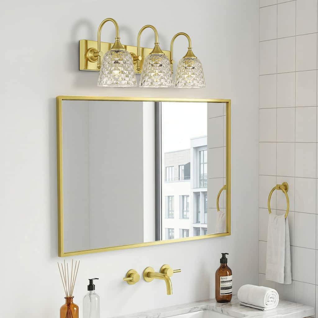 3-Light Wall Sconce with Clear Textured Glass Shades