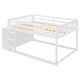 preview thumbnail 9 of 14, Full Over Full Wood Floor Bunk Bed with 4 Drawers and 3 Shelves, White