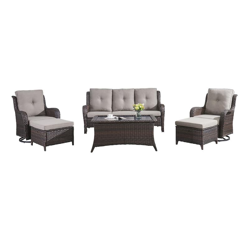 Gymojoy 2 Piece Outdoor Ottoman Wicker Patio Ottomans
