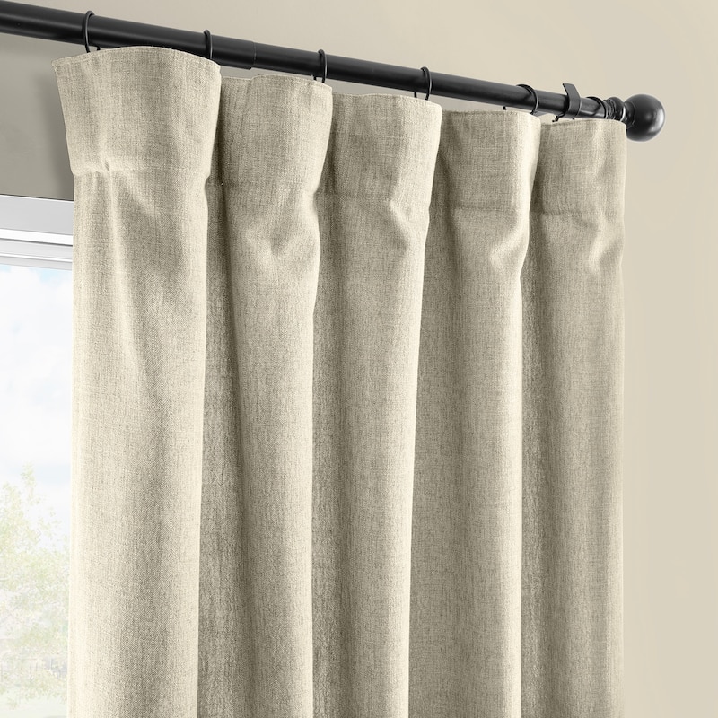 Exclusive Fabrics Basic Faux Linen Curtain Pair - 2 Panels - Light Filtering Window Curtains