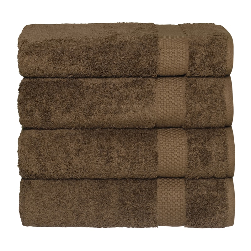 Authentic Hotel and Spa 100 percent Aeagean Long Staple Turkish Cotton STARLIGHT Terry Bath Towels (Set of 4) - Earth Brown