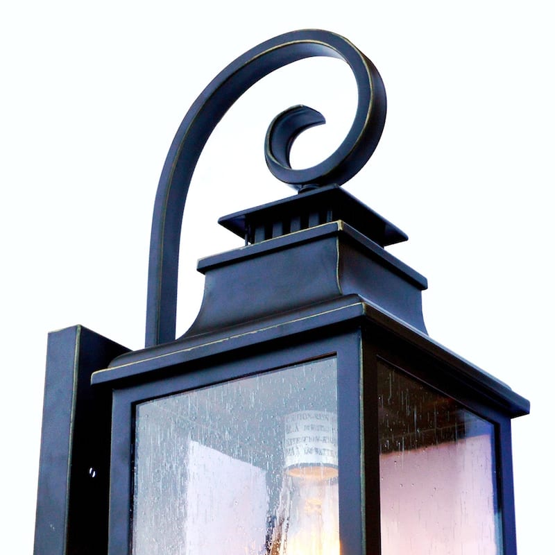 Morgan Imperial Black Metal/ Seeded Glass 1-light Outdoor Wall Light
