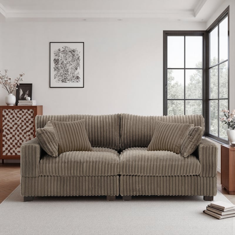 80"Plush Upholstery Loveseat Modular Sofa Couch