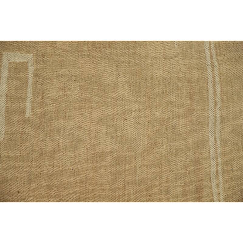 Hand Woven Oriental 100% Wool Carpet Southwestern Tribal Beige & Ivories Kilim Area Rug - 8' 10'' X 5' 8''