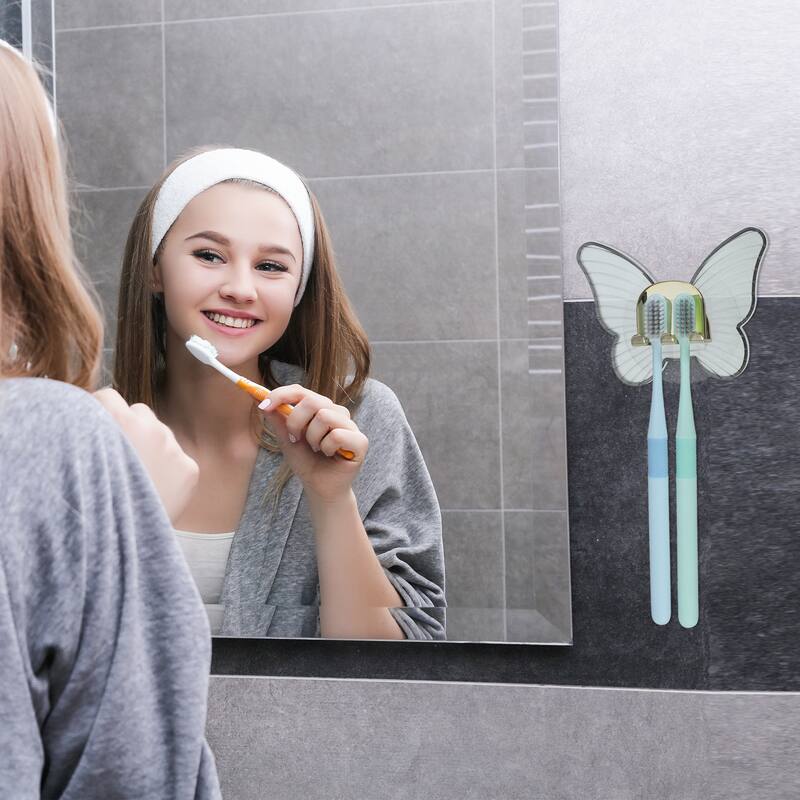 Wall Mounted Toothbrush Holder, Wall Toothbrush Holder for Bathrooms, Cute Hanging Toothbrush Holder, 4.33"x3.35" - Gray