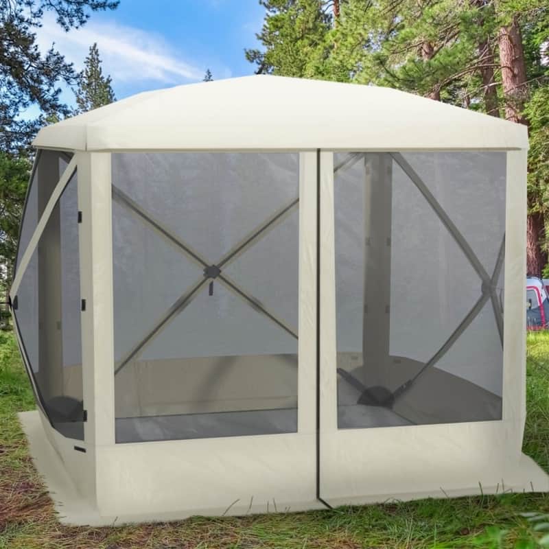 Polyester Mesh Fiberglass Canopy Tent 3-4 Person - 7.1' L x 7.1' W x 6.9' H