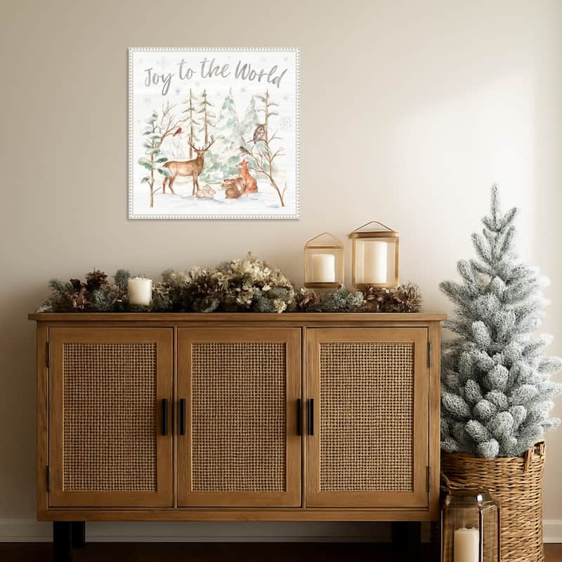 Winter Wonderland IV by Silvia Vassileva (22 x 22 in.), Framed Canvas Wall Art Print - Sylvie Beaded White