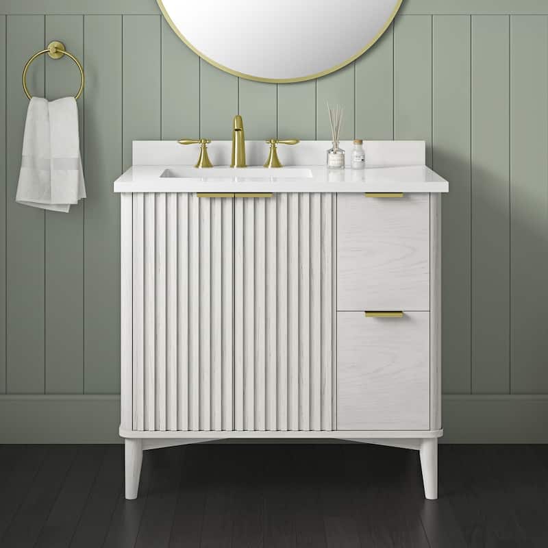Gabi Bathroom Vanity with White Engineered Stone Top