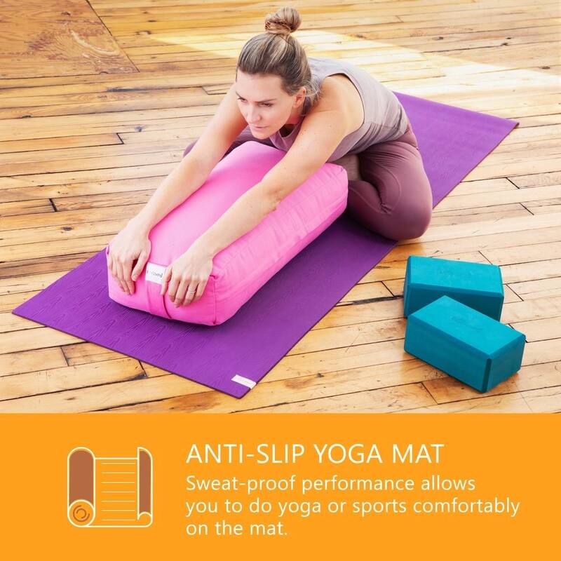 Sol Living Yoga Mat Natural Rubber Non Slip Extra Thick Exercise Mat for Yoga, Pilate, Mediation 24 -in x 72 -in