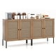 preview thumbnail 1 of 17, Costway Set of 2 Rattan Buffet Sideboard Wine Cabinet Cupboard - See Details