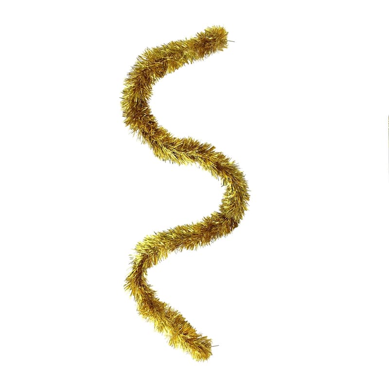 Shiny Tinsel Christmas Garland - 25' X 4" - Two Tone Gold
