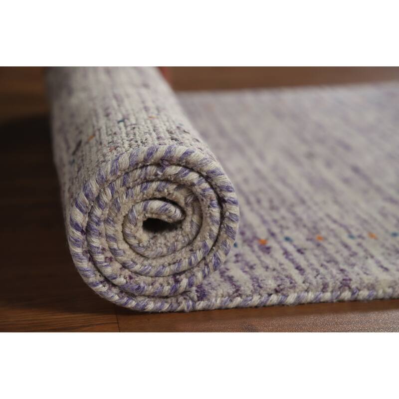 Purple Tribal Gabbeh Indian Runner Rug Hand-Knotted Wool Carpet - 2'4" x 9'6"