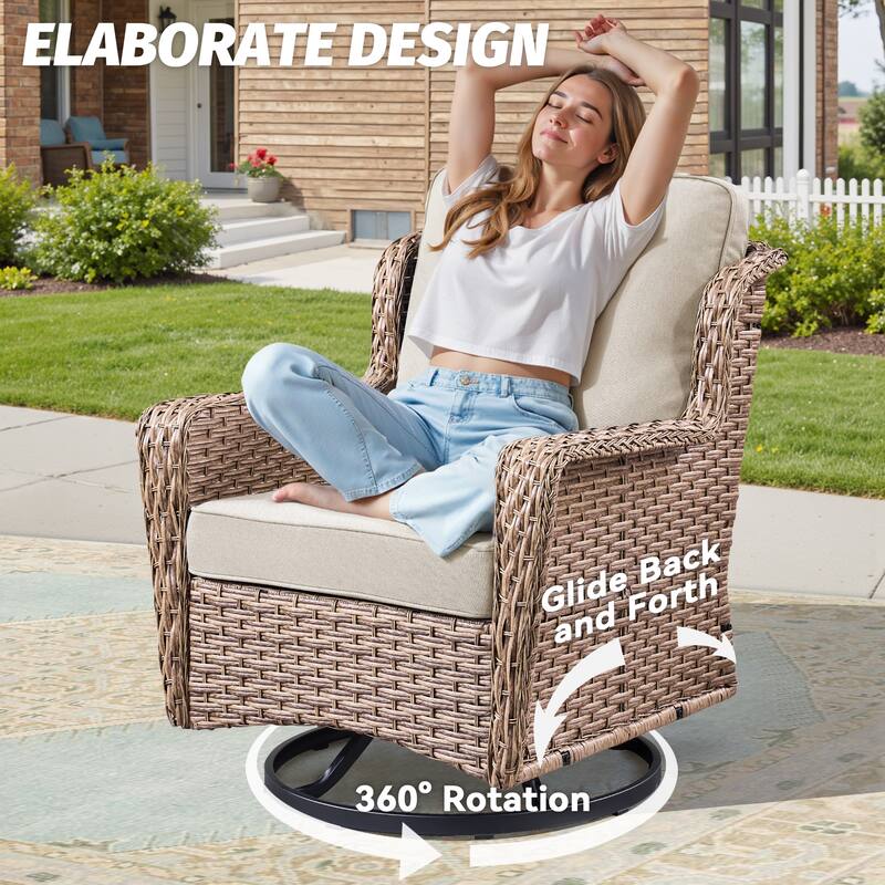 Pocassy Outdoor Patio Swivel Chair Glider Chair with Side Table Set.