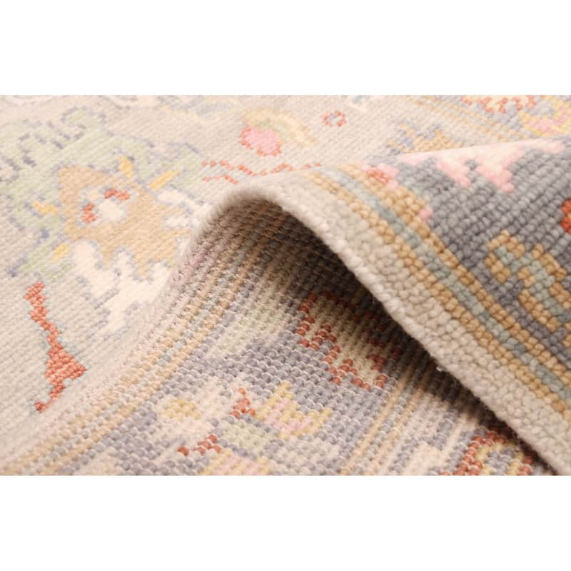 ECARPETGALLERY Hand-knotted Modern Oushak Light Grey Wool Rug - 2'8 x 7'11
