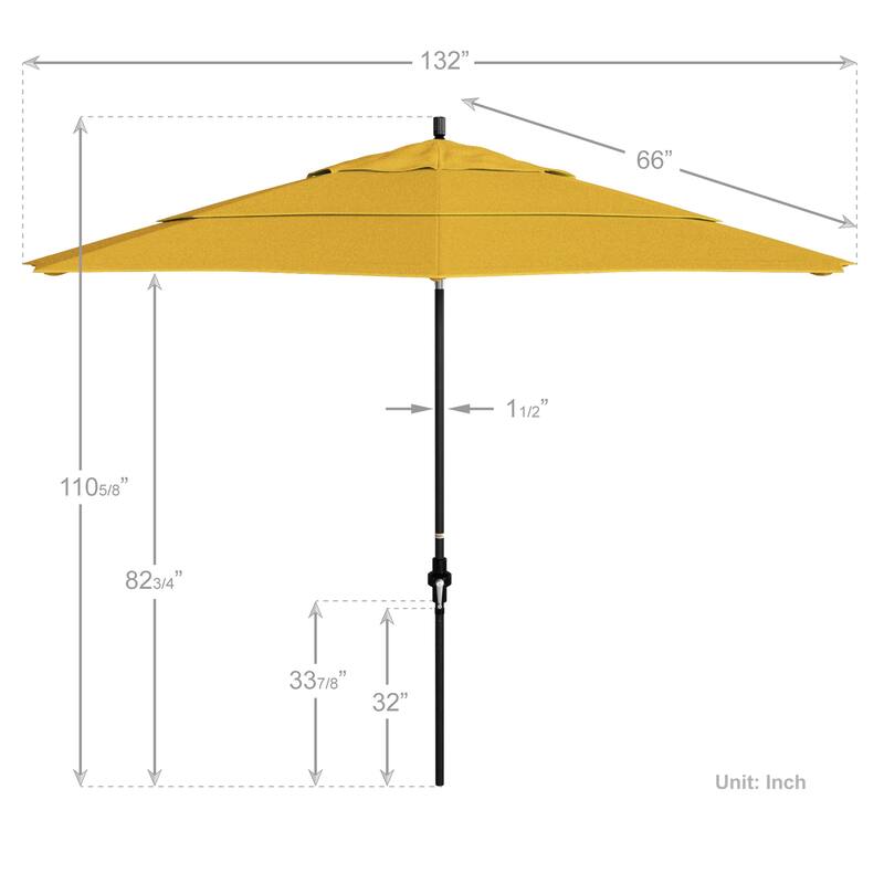 California Umbrella 11' Rd Golden State Series Patio Umbrella Black Aluminum Frame Crank Lift Collar Tilt Pacifica