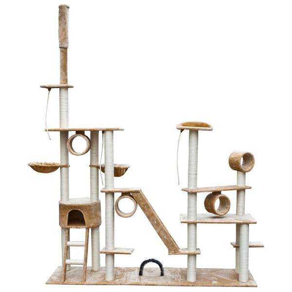 Shop Vidaxl Cat Tree Deluxe 90 102 Beige Plush Free Shipping