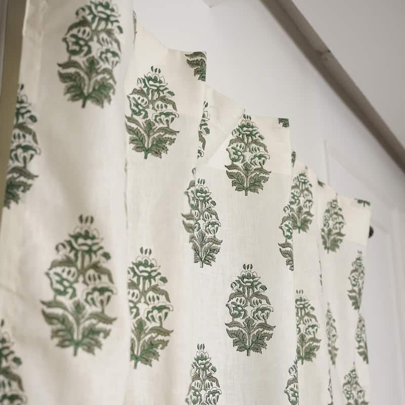 Fabdivine Block Print Curtain or Drape Decorative Home Accent Bed or Living Room