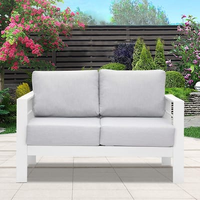 Outdoor Patio 2-Seat Sofa with Aluminum Frame