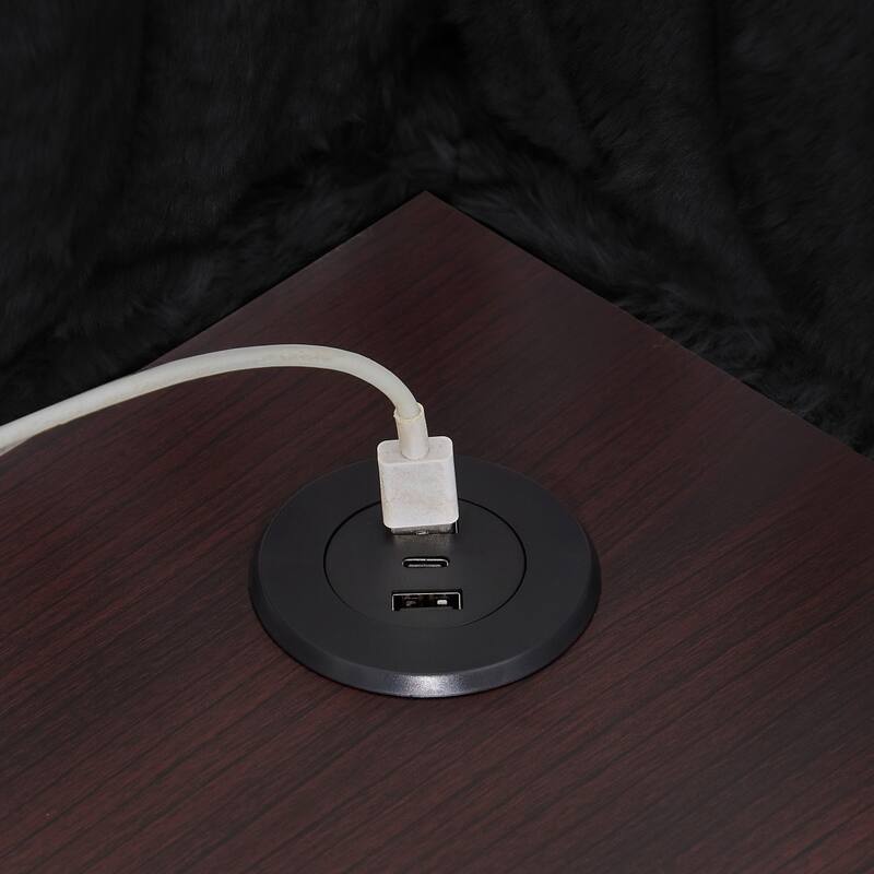 110" U-shaped Corduroy Sectional Sofa, Corner Coffee Table with USB port, Pull-out Bed