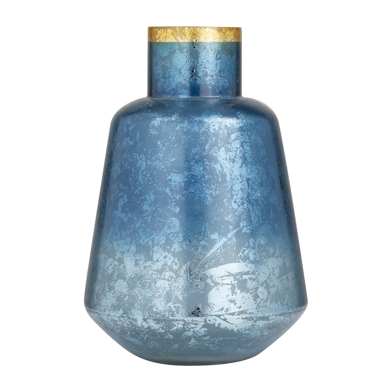 White or Blue Glass Vase with Gold Rim