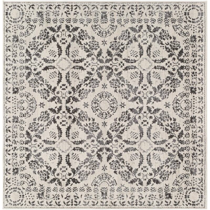 Livabliss Bahar Traditional Medallion Area Rug - 5'3" x 5'3" Square - Charcoal/Beige