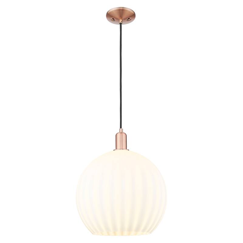 Innovations Lighting Endless Possibilities Arcadia - White Venetian - 1 Light 14" Cord Hung Mini Pendant - Antique Copper