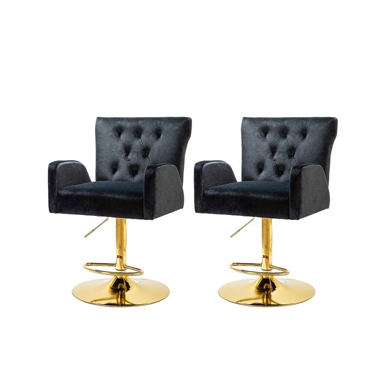 Loreto Modern Tufted Velvet Swivel chair with Adjustable Height Set of 2 by HULALA HOME