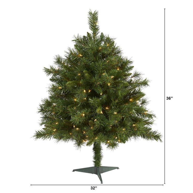 3’ Pre-lit Wyoming Pine Artificial Christmas Tree, Clear LED Lights - 3 Foot