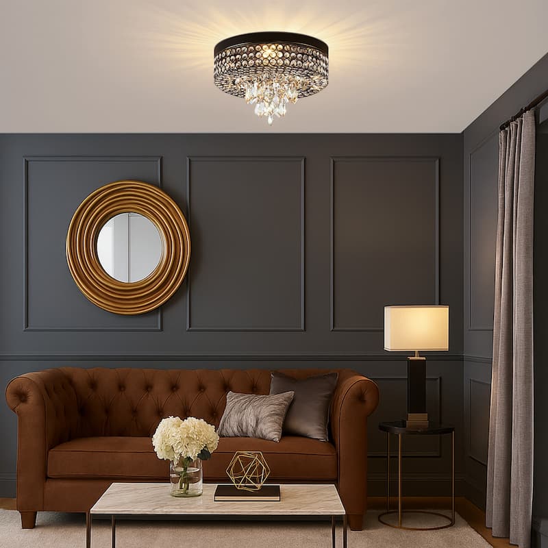 GetLedel 4-Light Modern Glam Crystal Flush Mount