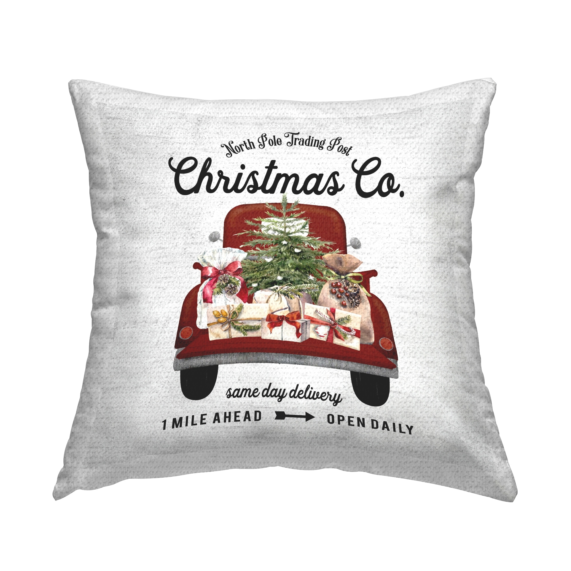 Stupell Vintage Christmas Truck Sign Printed Outdoor Throw Pillow Design by Lettered and Lined