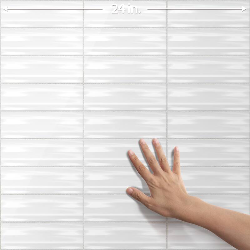 Merola Tile Crown Heights Maori Glossy White 2-5/8" x 7-7/8" Ceramic Wall Tile