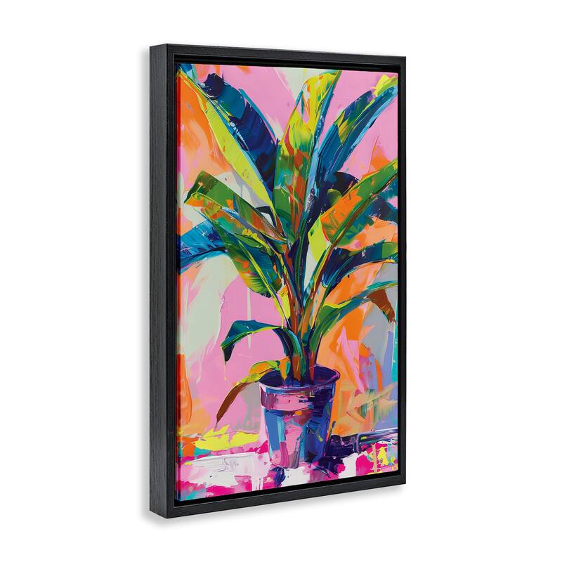 Stupell Vivid Saturated House Plant Framed Floater Canvas Wall Art Design By LSR Design Studio