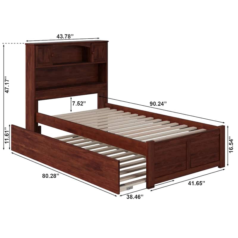AFI Newport Twin XL Size Platform Bed with Footboard & Twin XL Trundle