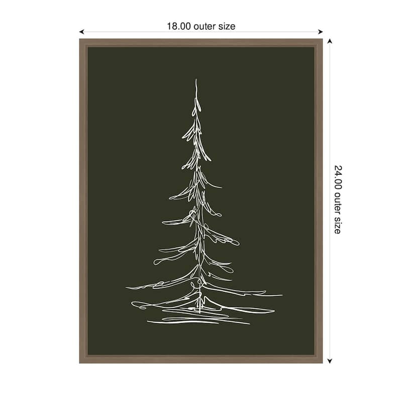 Kate and Laurel Framed Canvas Minimalist Evergreen Trees Sketch 2 Green by The Creative Bunch Studio