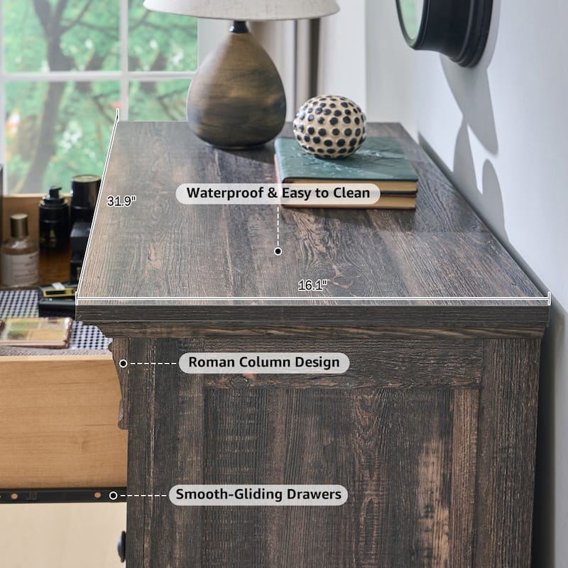 Farmhouse 5 Drawers Dresser, Wood Rustic Chest of Drawers for Bedroom