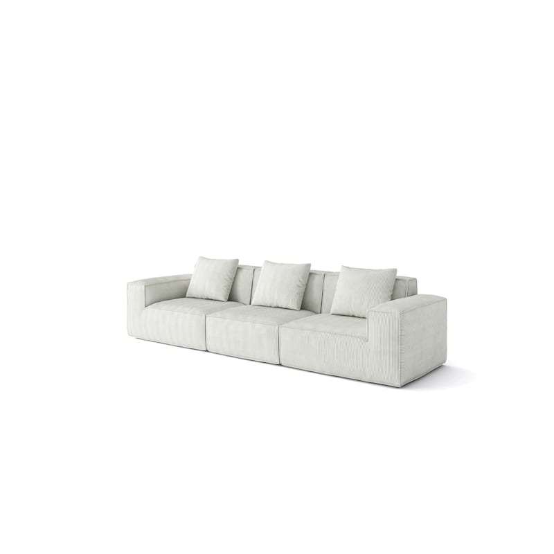 118 Inch Modular Convertible Sofa Bed 3 Seater White Corduroy Velvet