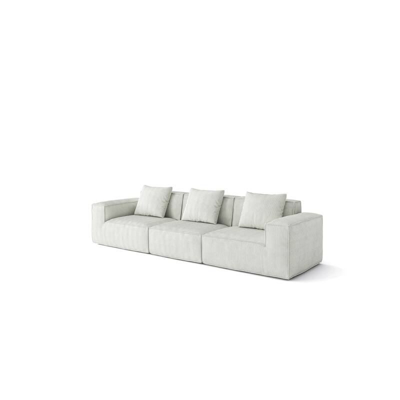 118-inch Convertible Modular Sofa Bed, White Foam