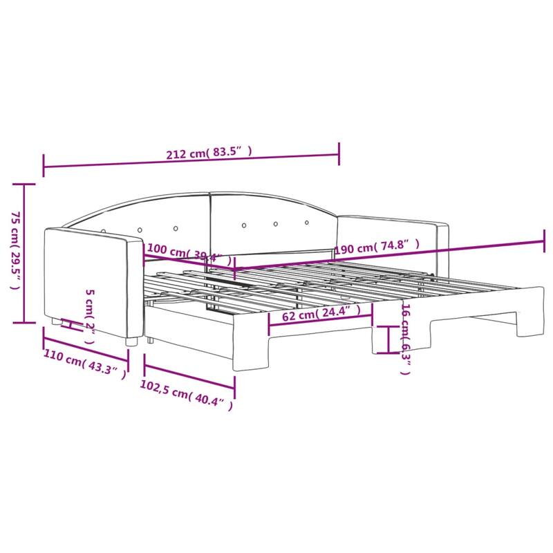 vidaXL Day Bed Upholstered Sofa Bed Daybed for Bedroom Living Room Velvet