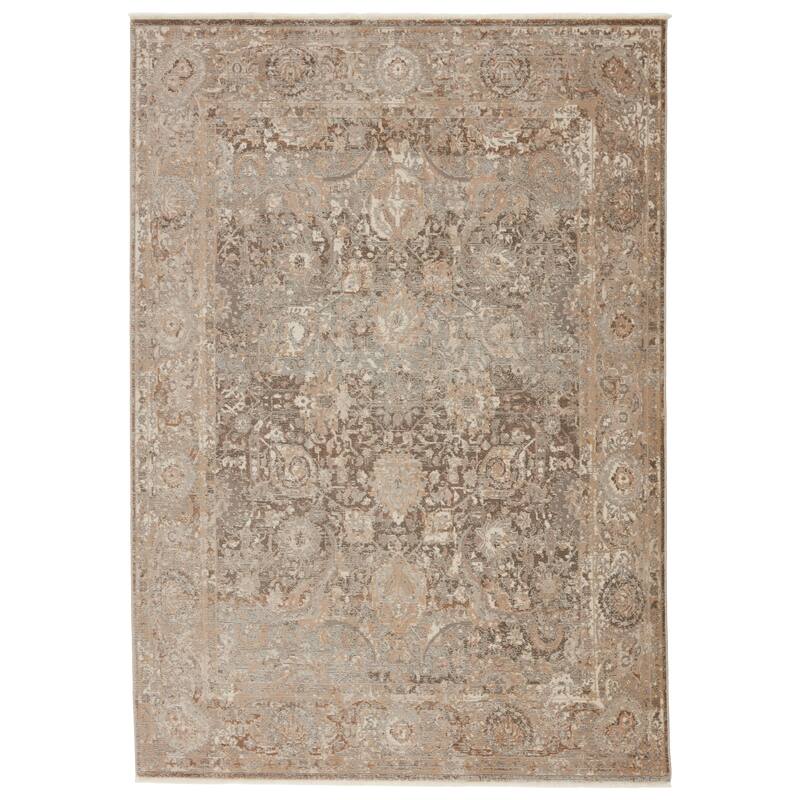 Savina Oriental Area Rug - 2'6"X8' - Dark Taupe/Gold