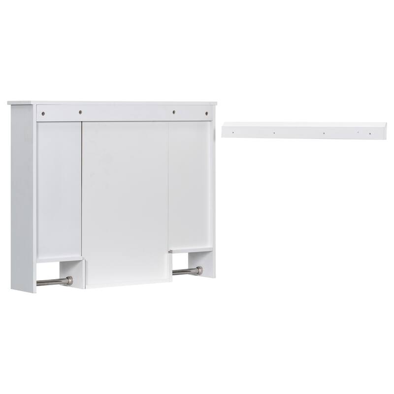 Mounted Bathroom Storage Cabinet, Medicine Cabinet with Towels Bar, Bathroom Medicine Cabinet with Mirror Door & Open Shelf