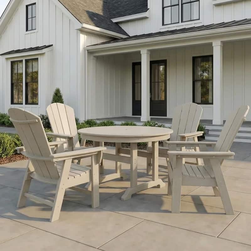 Laguna Hdpe All Weather Outdoor Patio Round Adirondack Dining Chairs Set (5-Piece Set)